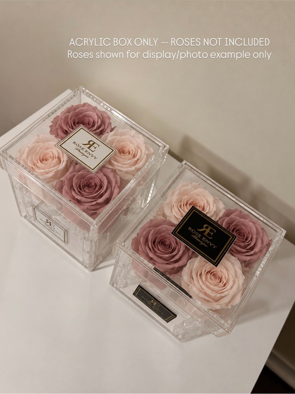 ACRYLIC ROSE DISPLAY BOXES - SET OF 2